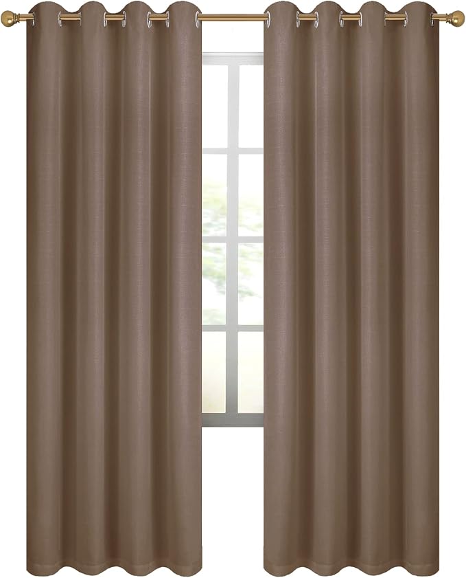 Diraysid 100% Blackout Curtains Cappuccino Linen Curtains - Image 3