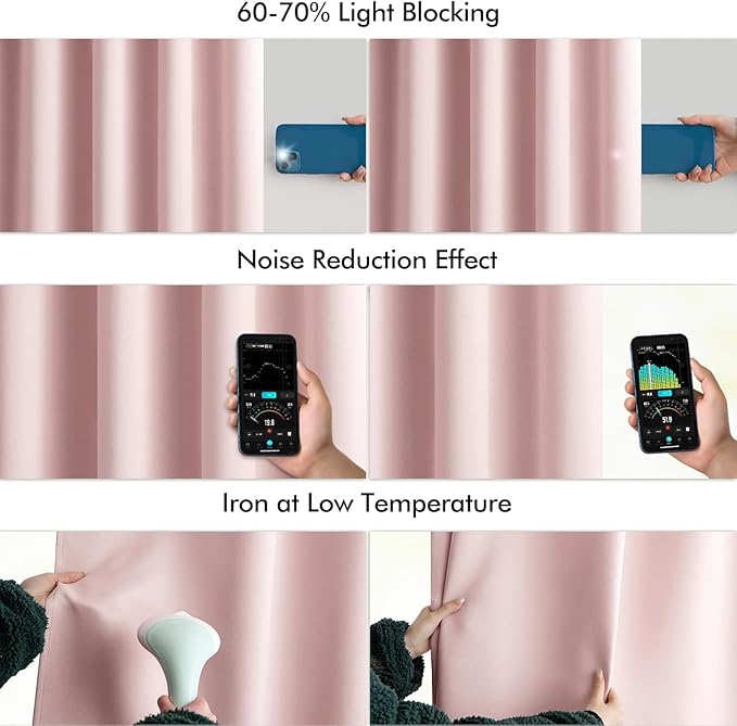 MIULEE Light Pink Back Tab Blackout Curtains 66x84 Inch Length 2 Panels Set | - Image 5