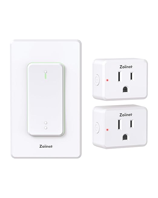 Zoiinet 2-Gang Remote Control Outlet Plug Switches, Upgrade Dual Switch Design, Removable Double Wireless Light Switches, No Wiring No WiFi, 300 ft, 15A/1500W, Expandable, for Household Appliances