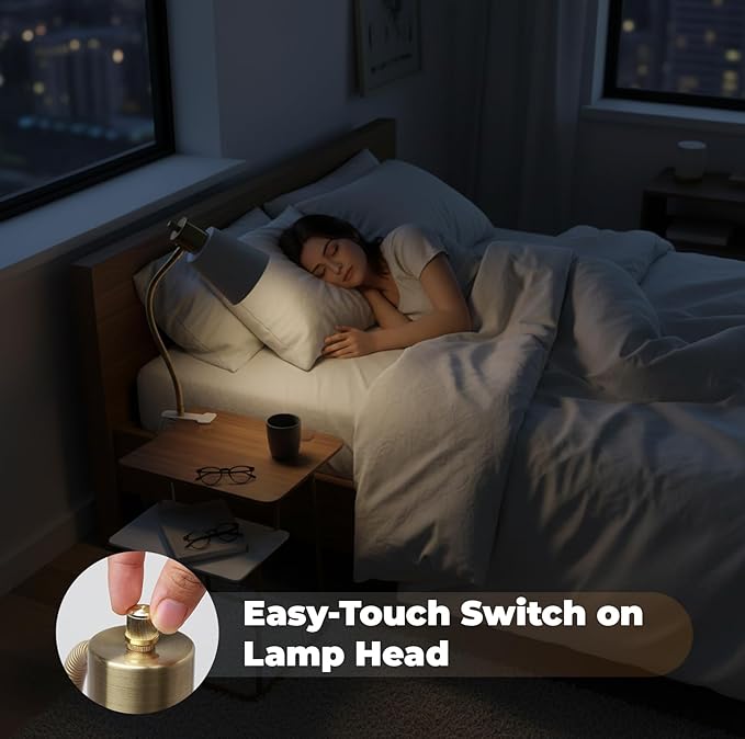 Desk lamp Eye-Caring Table Lamps, 360°Rotation Gooseneck Clip on Lamp Reading - Image 5
