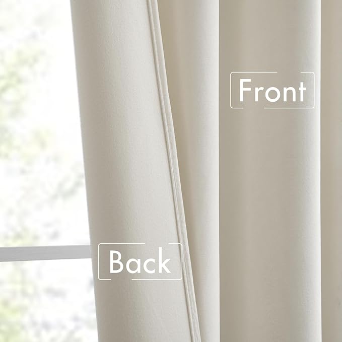 MIULEE Ivory White Velvet Pinch Pleat Blackout Curtains W52 X L96 Inches | 2 - Image 6