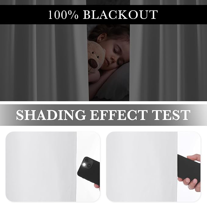 RYB HOME 100% Blackout White Velvet Curtains - Image 4