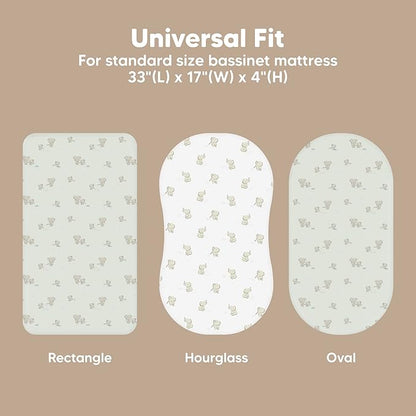 2-Pack Baby Bassinet Sheets Girl, Boy - 33x17 Viscose Derived from Bamboo Bedside Mattress Fitted Bassinet Sheets, Compatible with Halo Bassinest Swivel Sleeper, Baby Delight, Graco (Elly)