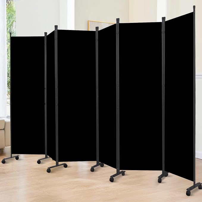 Room Divider 6FT 6 Panel Folding Wall Divider by JVVMNJLK
