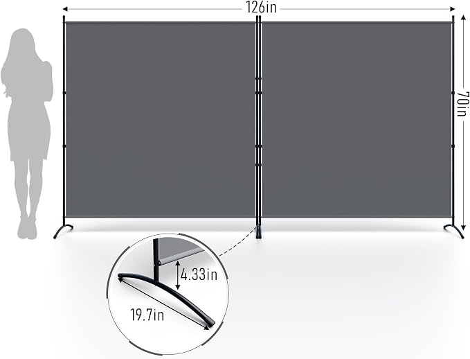 2 Panel Large Room Divider, Folding Privacy Screens - Image 2
