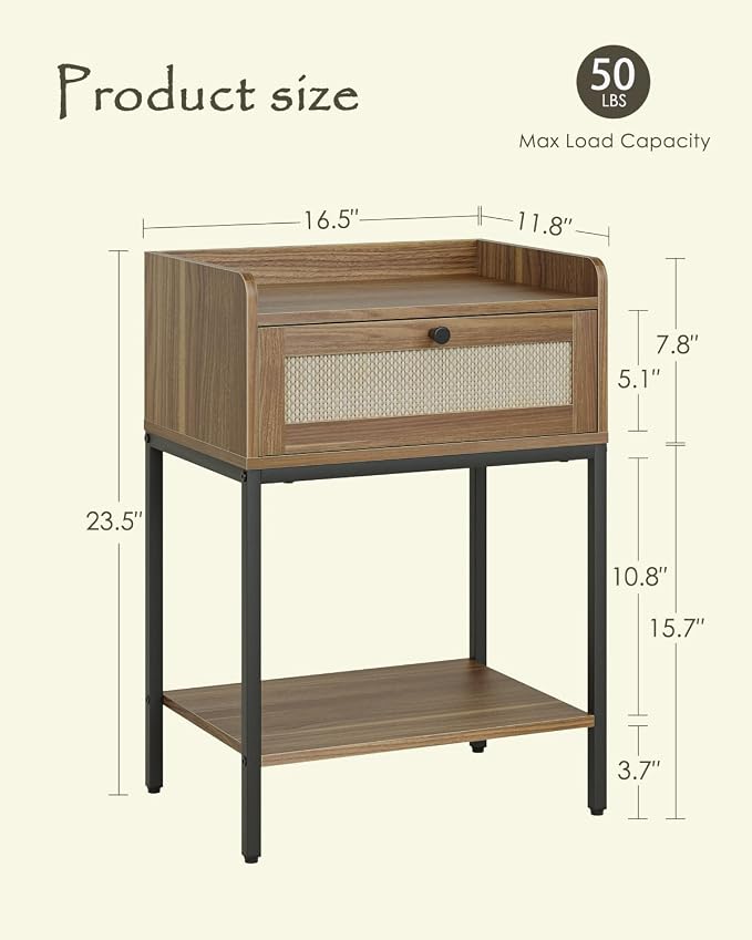 Nightstand, 3-Tier Modern Night Stand, Bedside Table - Image 2