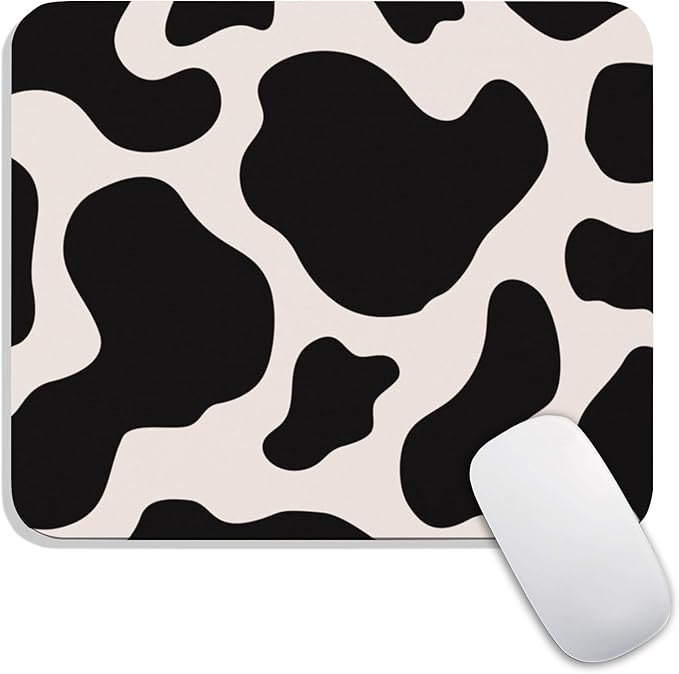 Armanza Square Mouse Pad Black Cow Print,Personalized Premium-Textured Custom Mouse Mat Design,Washable Mousepad Cloth,Non-Slip Rubber Base Computer Mouse Pads for Wireless Mouse