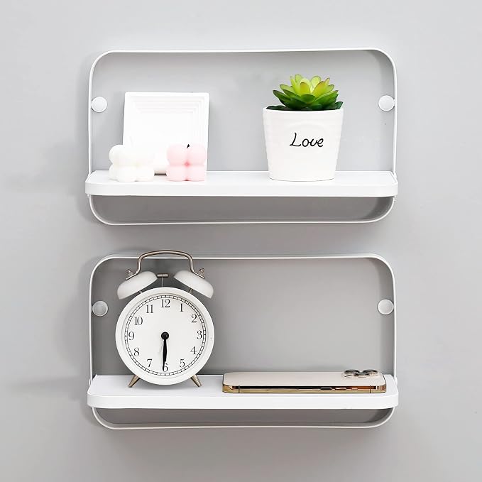WELLAND White Floating Shelves Set of 2, Small Fold Down Wall Shelf Folding - Image 3