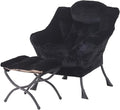 Welnow Lazy Chair with Ottoman, Reading Chair with Footrest, Plush Black | A by LifeGetsBetterWithWelnow