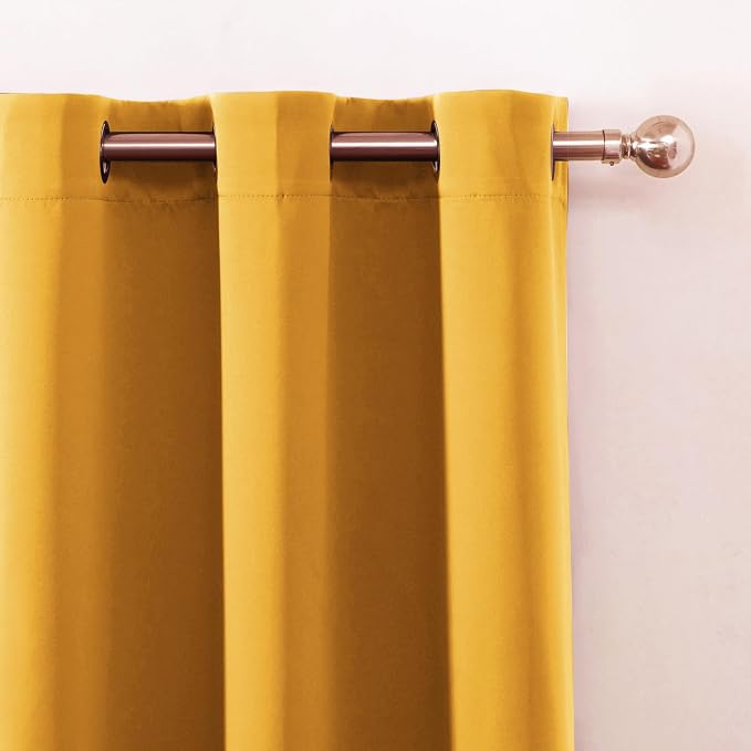 Blackout Curtains 66 x 54 Inch Long Yellow Curtains Set of 2 Panels Room - Image 6