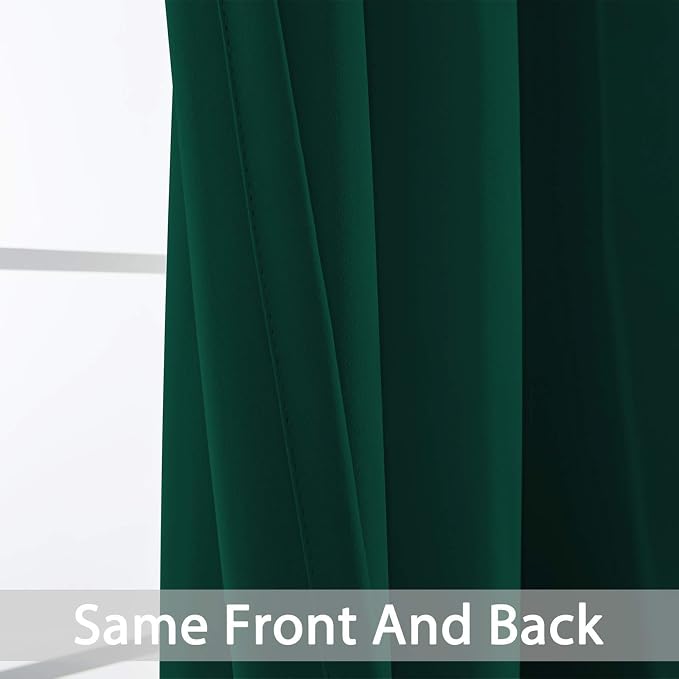 Yakamok Room Darkening Curtains 52x72 inch Length Dark Green-Living Room | 2 - Image 6