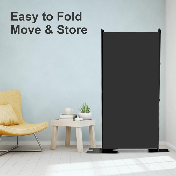 MAYOLIAH 3-Panel Black Room Divider 6ft Tall Folding Privacy Screen | w/ - Image 4