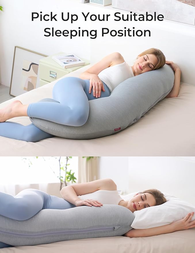 Momcozy J Shaped Pregnancy Pillow, Maternity Body Pillow - Image 8