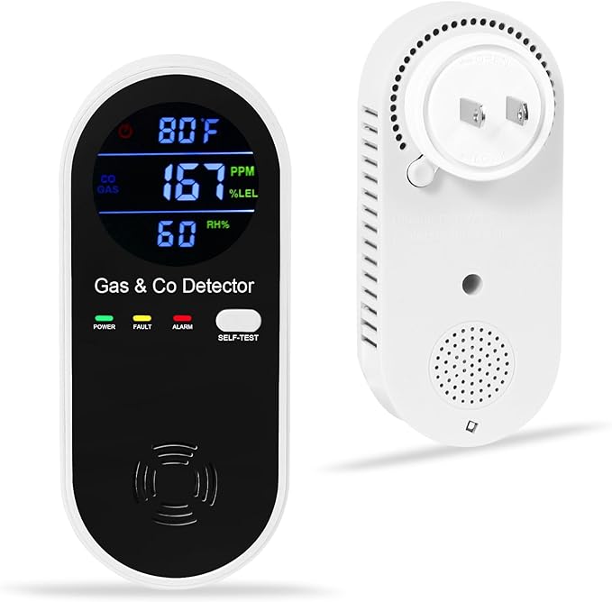 Hembisen Combination Natural Gas Detector & Carbon Monoxide Detector, 4-in-1 Carbon Monoxide Alarm,°F & Humidity,Propane,Methane,Gas Detector Alarm & CO Detector for Home,RV,Apartment