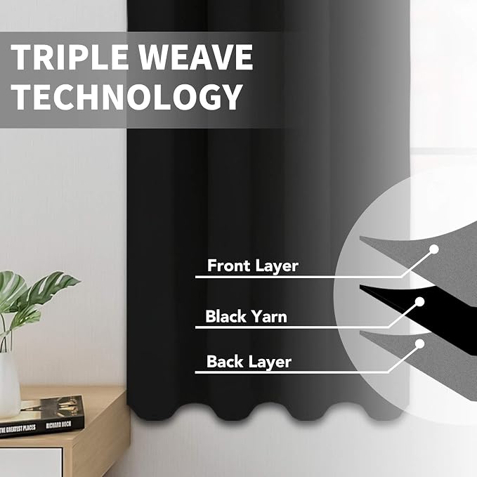 Easy-Going Thermal Grommet Blackout Curtains, 2 Panels 52x46 in, Noise Reduction - Image 3