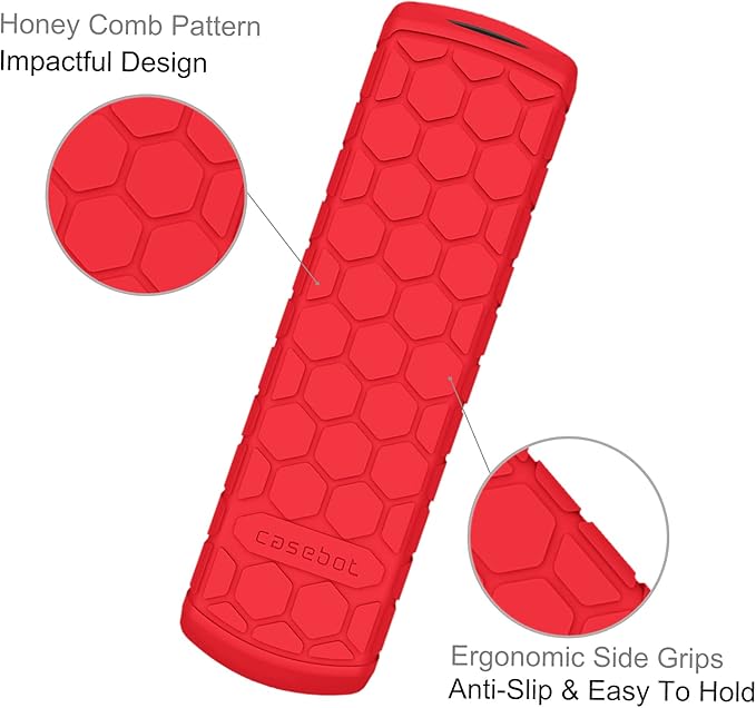 CaseBot Remote Case for Fire TV Stick HD/4K/4K Max (1st Gen)/Fire TV Stick (3rd Gen)/Lite - Anti-Slip Shockproof Silicone Cover for Alexa Voice Remote (2nd & 3rd Generation) (Red)