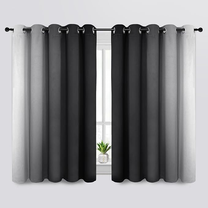 SimpleHome Ombre Black to Grey White Curtains - Image 2