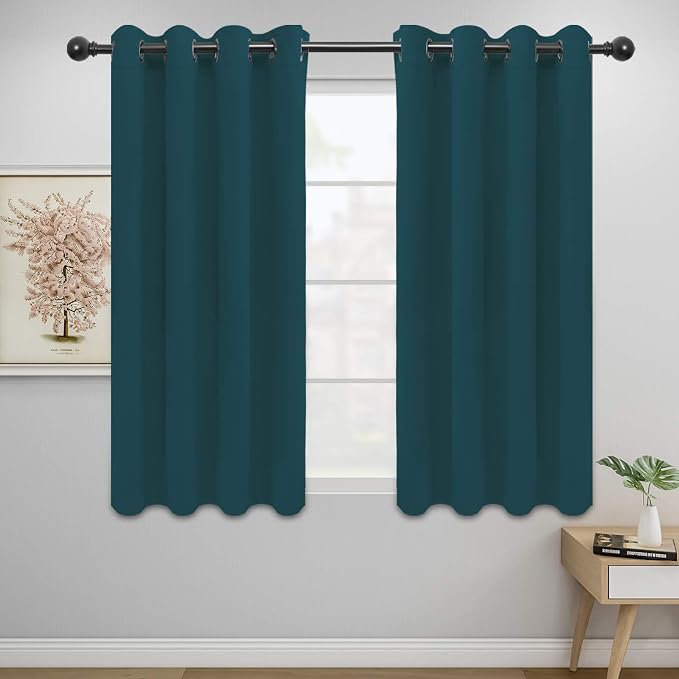 Easy-Going Thermal Grommet Blackout Curtains, 2 Panels 52x46 in | Peacock Blue by Easy-Going
