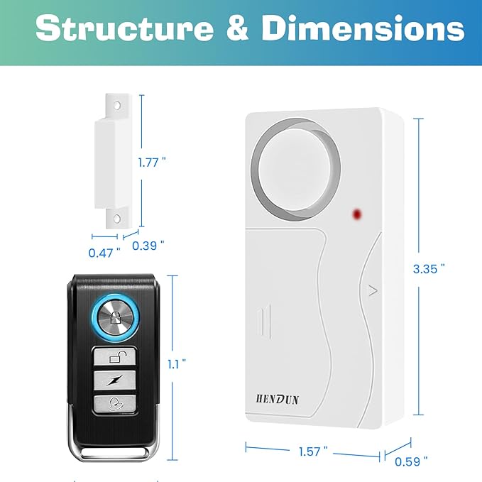 HENDUN Upgraded Door Alarm for Home Security,Pool Alarm for Kids Safety, House Security Sensor,Door Chime with Delay,Wireless Doorbell Ring When Opened (2 Pack)