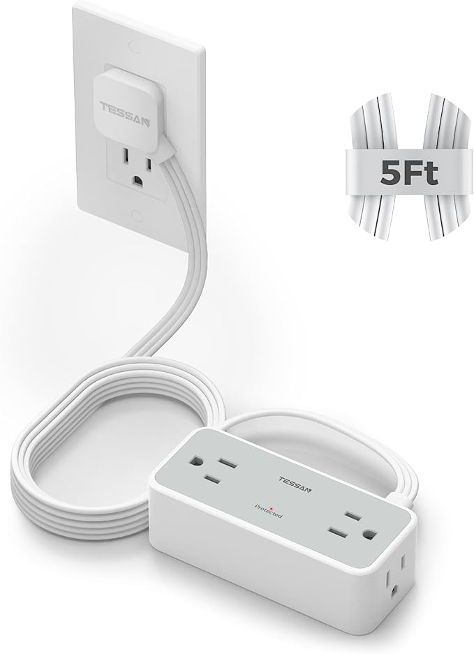 TESSAN Extension Cord 5 FT, Power Strip by TESSAN