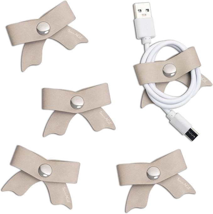 5 Pack Cord Organizer, Bow Cord Keeper, Cable Organizer USB Holder, Leather by SenseAGE