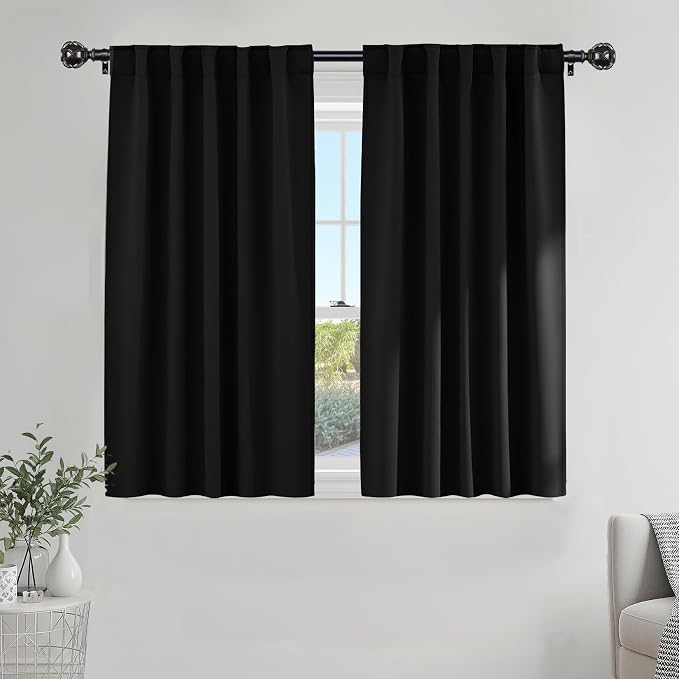 PONY DANCE Black Out Curtains 48 inch Long by PONYDANCE