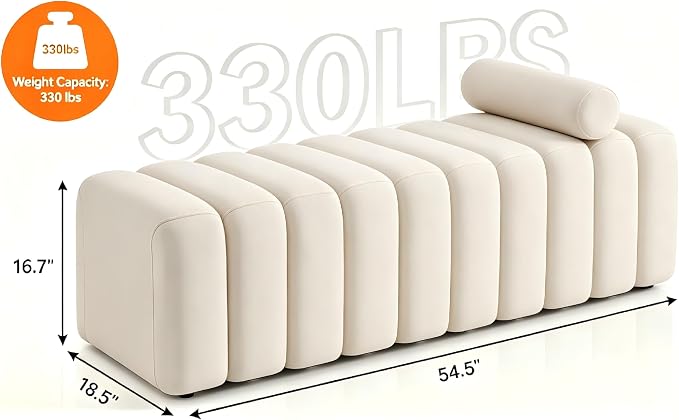 MCombo 54.5" Velvet Bench for Bedroom End of Bed, Ottoman for Entryway 4698 - Image 3