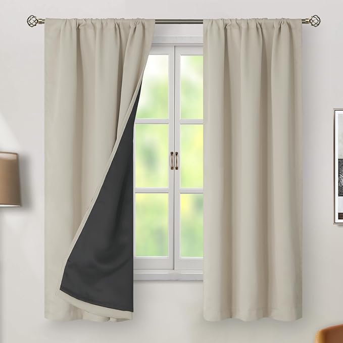 BGment Cashmere Blackout Curtains 63 Inches Long - Image 2