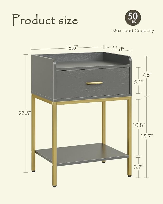 Nightstand, 3-Tier Modern Night Stand, Bedside Table - Image 2