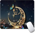 Golden Retro Fantasy Starry Moon Butterfly Square Mouse pad, Texture, Waterproof, Anti Slip Rubber Base, Computer Mouse pad