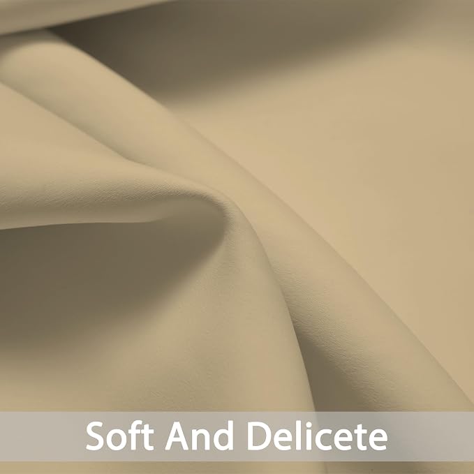Yakamok Blackout Curtains 38x72 inch Beige Thermal Drapes-Bedroom | 2 panels - Image 6