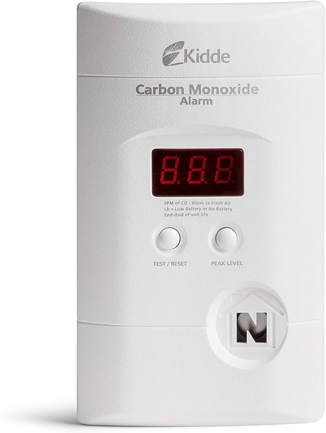Kidde Carbon Monoxide Detector, Plug In Wall with 9-Volt Battery Backup, Digital LED Display - 4 Pack