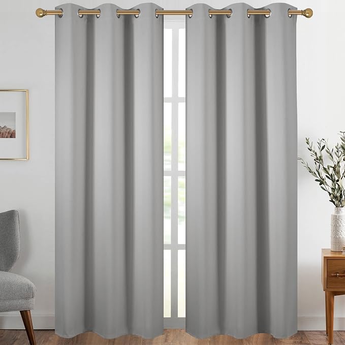 Diraysid Light Grey Grommet Blackout Curtains by Diraysid%2C+refresh+your+life