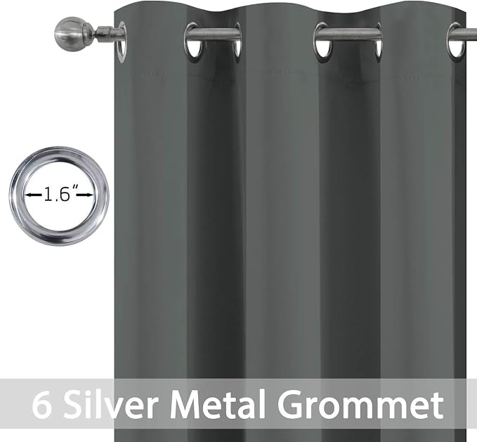 Yakamok Blackout Curtains 38x45 inch Dark Grey Thermal Drapes-Bedroom | 2 panels - Image 3