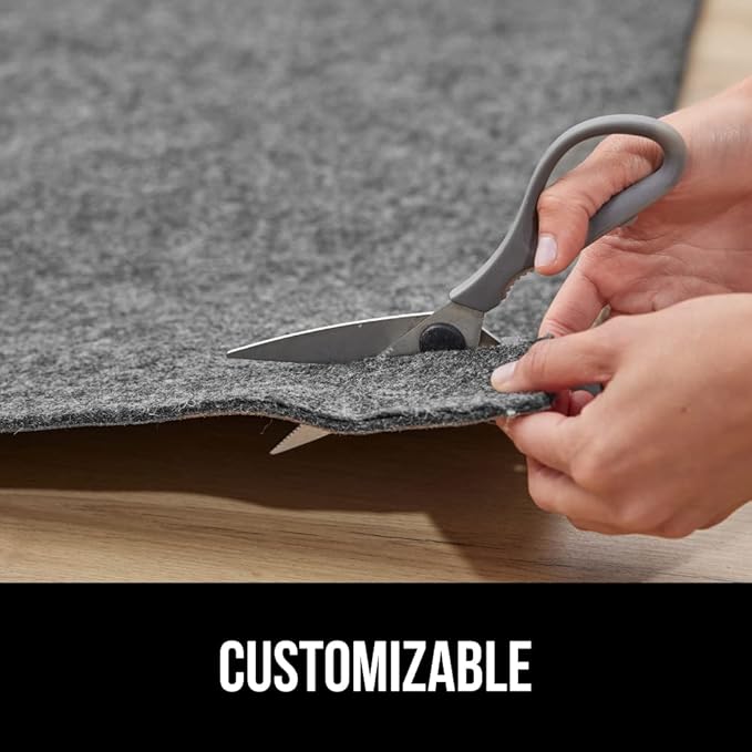 GORILLA GRIP Felt and Natural Rubber Stay in Place Slip Resistant Rug Pad, 1/4in Thick, 5x8 FT Protective Padding Under Area Rugs, Cushioned Gripper Pads, Carpet Runners, Hardwood Floors Protection