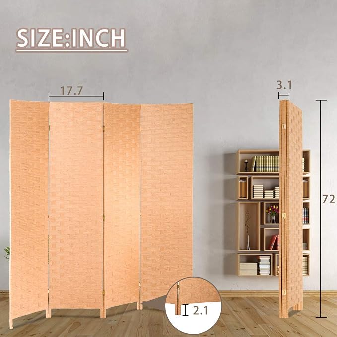 Room Dividers and Folding Privacy Screens 4 Panel 6 ft Foldable Portable Room - Image 7