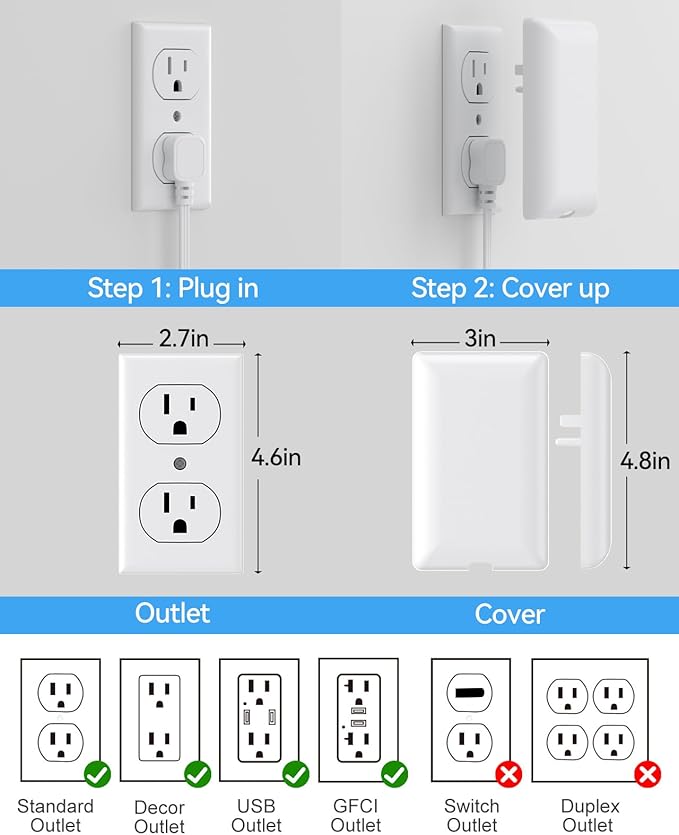 25FT Extension Cord with Outlet Cover & Multi USB, Ultra Thin Outlet Concealer with Cord & 12AC Outlet 6 USB (24W/4.8A), Charging Station for Multiple Devices, for Behind Wall Furniture Couch TV