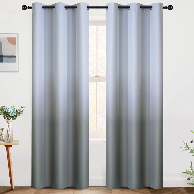 SimpleHome Ombre Gradient Grey White to Gray Curtains by SimpleHome