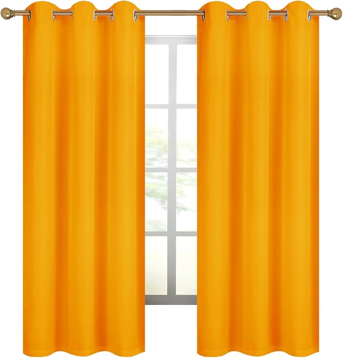 Diraysid 100% Blackout Curtains Yellow Linen Curtains - Image 7
