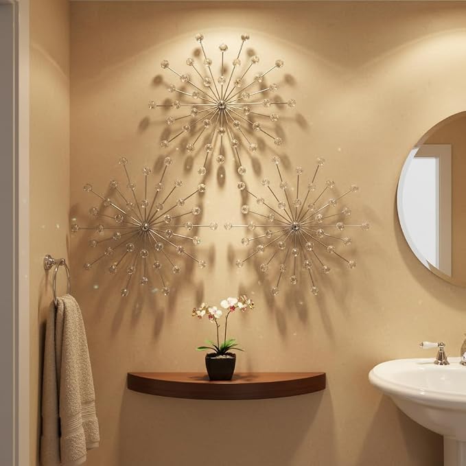 ZEXUIRU 3 Set Silver Starburst Wall Art - Image 4