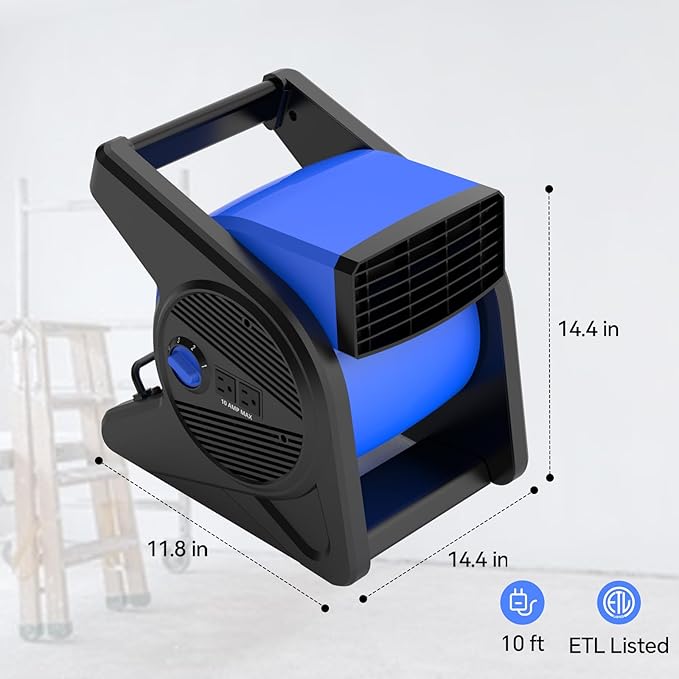shinic 15" pivoting blower fan,portable pivoting blower fan with Reset Button for Floor & Carpet Drying,375 CFM, 3 Speeds Ideal for Office Garage Gym Home Use