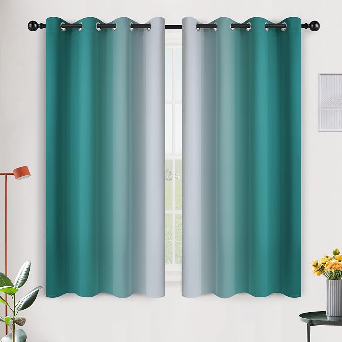 SimpleHome Ombre Teal to Grey White Curtains by SimpleHome