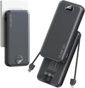 Ultra-Portable-Charger-Power-Bank with Built in Cables&AC Wall Plug,12000mAh PD20W USB-C Fast Charging Cell Phone Charger Battery Pack,LED Display Travel Battery Bank for All iPhone,Samsung,Android