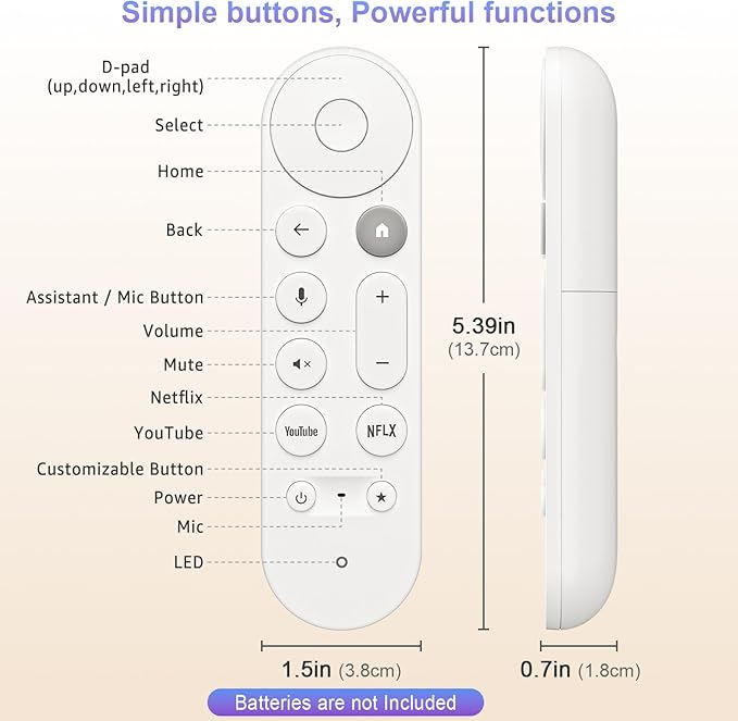 Voice Replacement Remote Control for Chromecast-Google-TV 4K/HD, for Google-TV-Streamer-Remote 4K