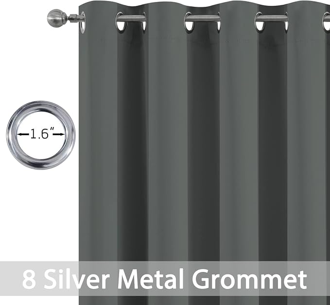 Yakamok Dark Grey Room Darkening Curtains 84 inch Sliding Door Drapes | 1 - Image 2