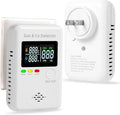 Combination Natural Gas & Carbon Monoxide Detectors,4-in-1 Real-time Display & Monitor,Low-Concentration Detect,Plug in Propane Detector & CO Alarm, for Home,Camping,RV,Apartment