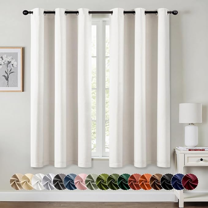 MIULEE Blackout Curtains for Bedroom 2 Panels 34 x 45 Inch Long Ivory | Thermal by MIULEE