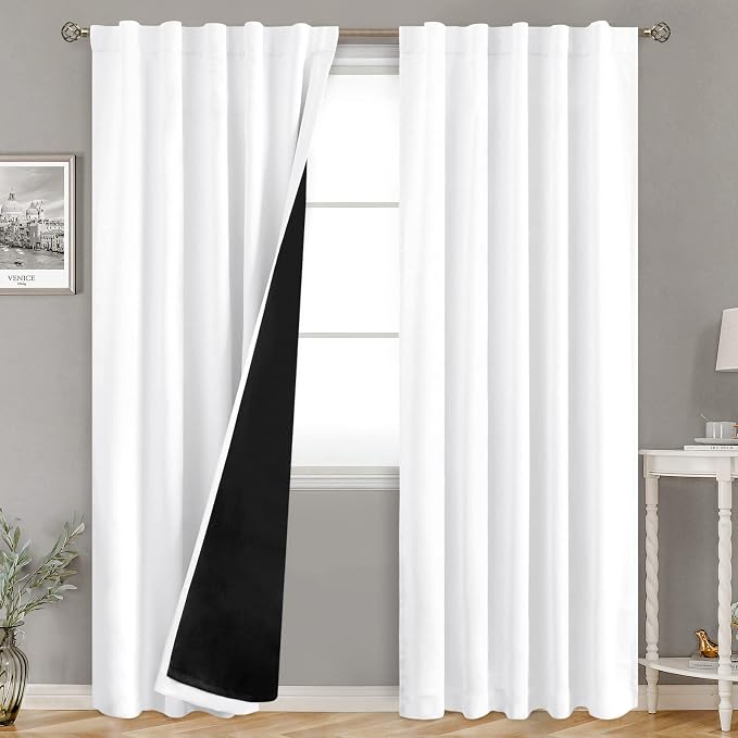 BGment Pure White 100% Blackout Curtains 84 Inches Long by BGment