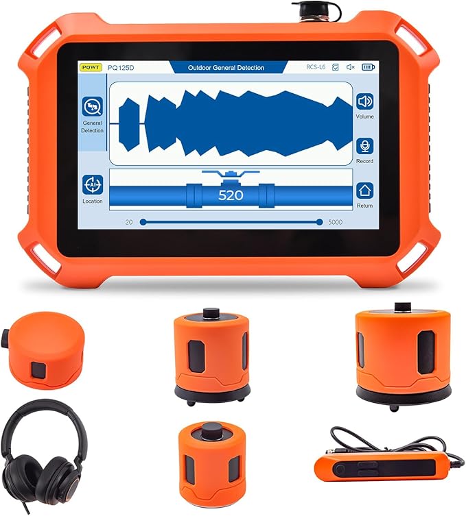 PQWT 125D Indoor&Outdoor Underground Water Leak Detector, Wall & Ground Water Pipe Leak Detection Measurement Depth 19.68ft/6m