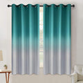 SimpleHome Teal to Grey White Ombre Room Darkening Curtains 63 Inch | Curtains by SimpleHome